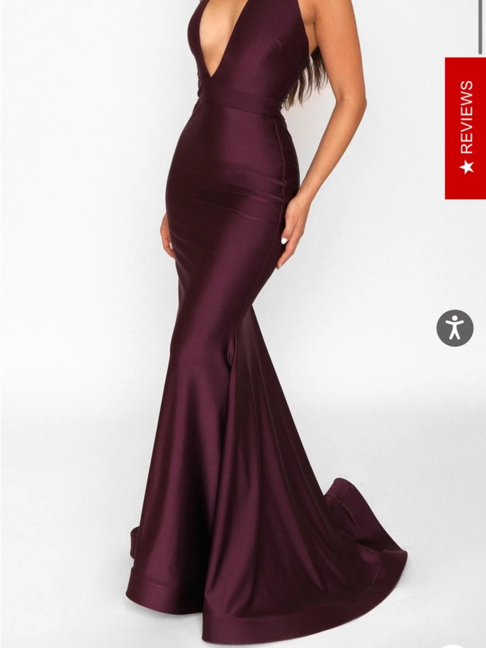 Plunging V-Neck Plum Prom Dress